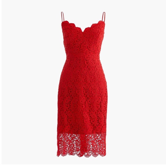 j crew red lace dress